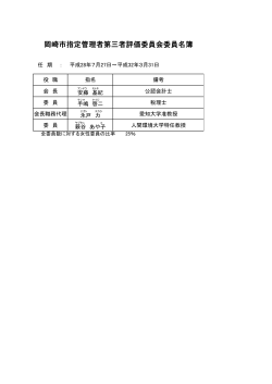 岡崎市指定管理者第三者評価委員会委員名簿