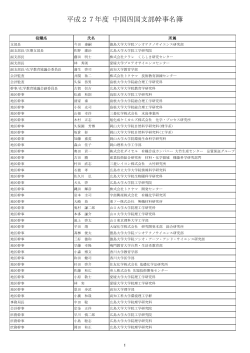 平成27年度 中国四国支部幹事名簿