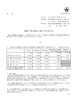 業績予想の修正に関するお知らせ [PDF/80KB/1page]