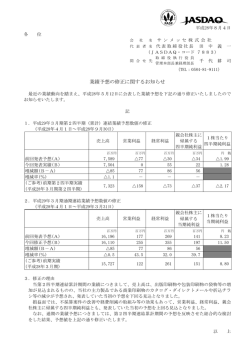 業績予想の修正に関するお知らせ（PDF：76.0KB）