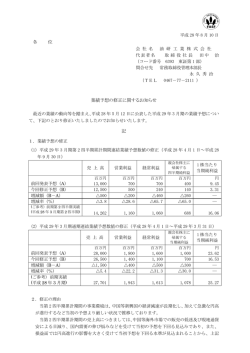 業績予想の修正に関するお知らせ