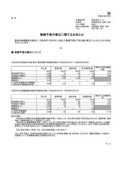 業績予想の修正に関するお知らせ