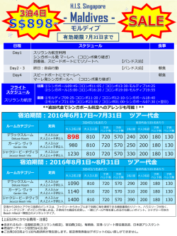 モルディブ 3泊4日 S$898.00