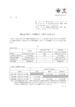 剰余金の配当（中間配当）に関するお知らせ