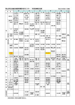 岡山済生会総合病院附属外来センター 外来診療担当表