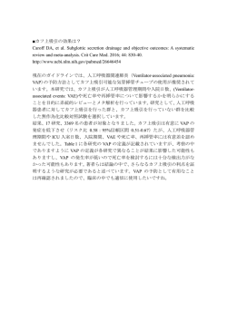 カフ上吸引の効果は？ Caroff DA, et al. Subglottic secretion drainage