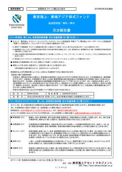 東京海上・東南アジア株式ファンド 月次報告書