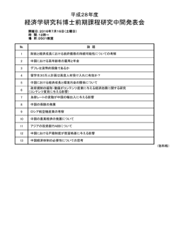 平成28年度 経済学研究科博士前期課程研究中間発表会