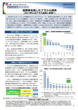 最悪期を脱したブラジル経済 - 岡三アセットマネジメント