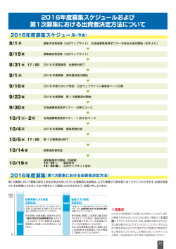 2016年度募集スケジュールおよび 第1次募集における出資者決定方法