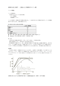 植物生産土壌学 土壌および植物中のリン酸