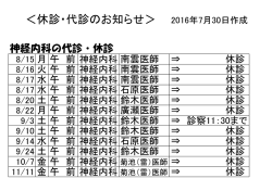 各科休診・代診のお知らせはこちら