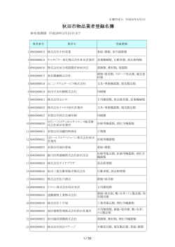 平成26～28年度 秋田市物品業者登録名簿