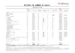金融機関（除く保険会社） - フィッチ・レーティングス