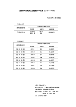 公開特許公報英文抄録発行予定表（CD－ROM）
