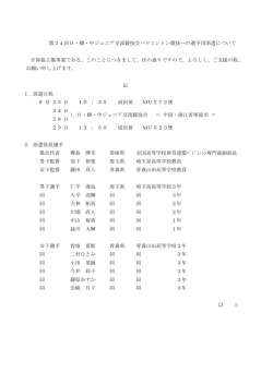 第24回日韓中ジュニア交流競技会バドミントン競技への選手団派遣