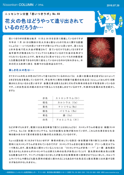 花火の色はどうやって造り出されて いるのだろうか&hellip;