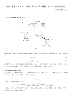 物理 復習プリント （物理・第1篇「力と運動」 その2 斜方投射詳説）