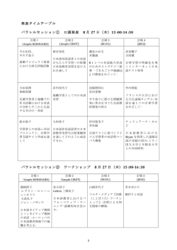 発表タイムテーブル パラレルセッション① 口頭発表 8 月 27 日（木）13