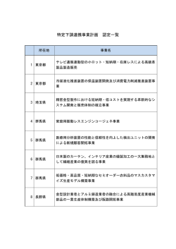 特定下請連携事業計画 認定一覧
