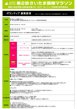 ボランティア 募集要項 - さいたま国際マラソン