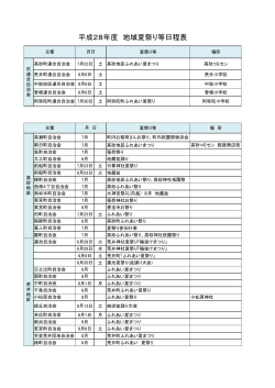 平成28年度 地域夏祭り等日程表