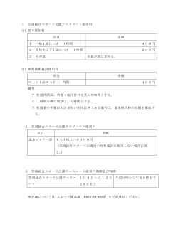 1 笠岡総合スポーツ公園テニスコート使用料 (1) 基本使用料 区分 金額 1