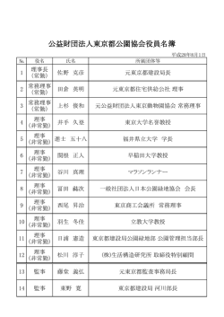 公益財団法人東京都公園協会役員名簿