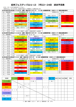 紀州FU-13/14 7月22～24日試合予定0722