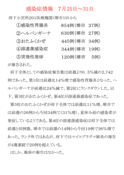 感染症情報 7月25日～31日