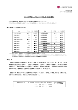 2016年7月度 J.フロント リテイリング 売上