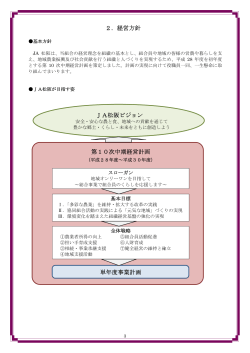 2．経営方針 JA松阪ビジョン 第10次中期経営計画 単年度事業計画
