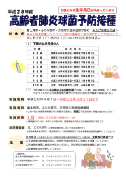 高齢者肺炎球菌助成対象者について