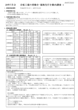 28年7月分 合板工場の荷動き・価格先行き動向調査 1