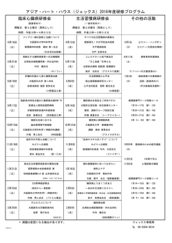 アジア・ハート・ハウス（ジェックス）2016年度研修プログラム 臨床心臓病