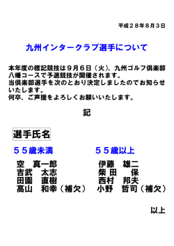 選手氏名 - 門司ゴルフ倶楽部