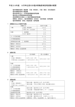 平成28年度 8月申込受付の福井県職員等採用試験の概要