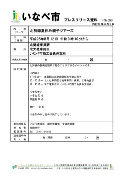 プレスリリース資料 （No.28） 北勢線夏休み親子ツアーズ 無