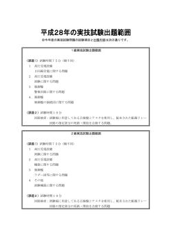 今年度の実技試験問題の試験項目と出題内容は次の通りです。 1級実技