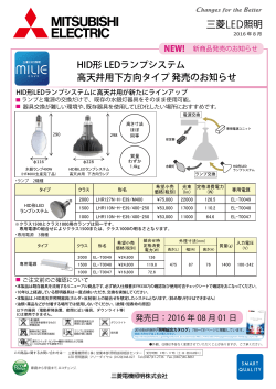 HID形 LEDランプシステム 高天井用下方向タイプ 発売の