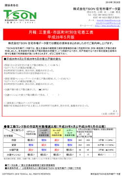 月報：三重県・市区町村別住宅着工表 平成28年5月版