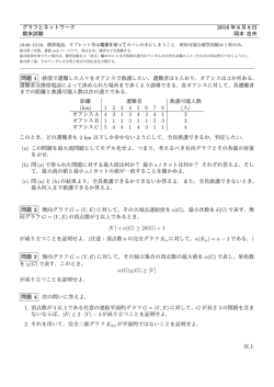 グラフとネットワーク 2016 年 8 月 8 日 期末試験 岡本 吉央 問題 1 砂漠