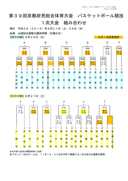 一次大会日程（印刷用） - 京都バスケットボール協会