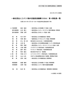 一般社団法人コンテンツ海外流通促進機構（CODA） 第 4 期役員一覧