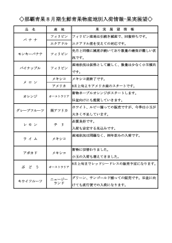 那覇青果8月期生鮮青果物産地別入荷情報-果実展望