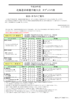 北海道卓球選手権カデットの部宿泊・弁当要項