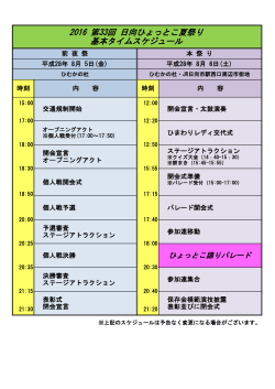 2016 第33回 日向ひょっとこ夏祭り 基本タイムスケジュール