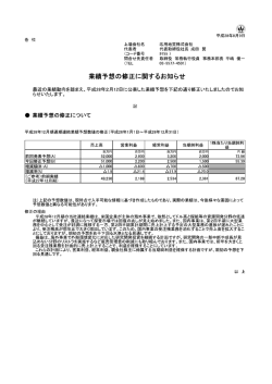 業績予想の修正に関するお知らせ