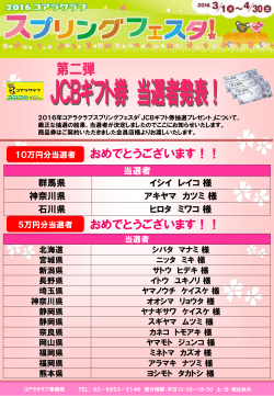 JCBギフトカードプレゼントご当選者発表