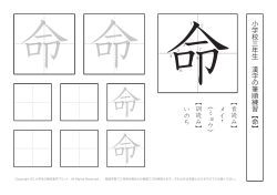 小学校 三 年生 漢字の筆順練習︻ 命 ︼ ︻音読み︼ メイ ・ ︵ミョウ